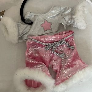 Build-A-Bear Y2K Pop Star Glitter Outfit Set- Silver and Pink set with Mic